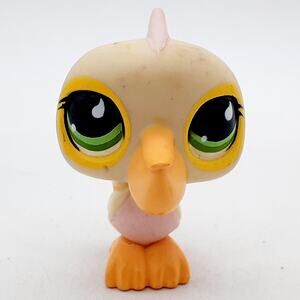 Littlest Pet Shop Beige Bird Mini Figure Green Eyes Hasbro LPS Toy Collectible
